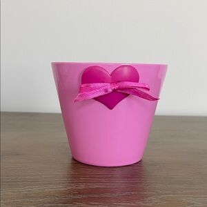 Pink Ceramic Flower Pot with Heart Accent